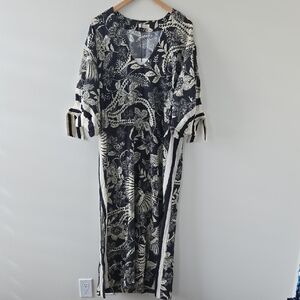 Spell Black and Cream Botanical Maxi Dress
